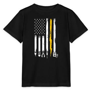 Électricien US Flag Tools pour électriciens - T-shirt bio MINI CREATOR Stanley/Stella Enfant - noir - Devant - Mikhail (115cm)