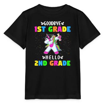 Auf Wiedersehen Erste Klasse Hallo Einhorn Gir der zweiten Klasse - Stanley/Stella Kinder T-Shirt MINI CREATOR  - Schwarz - Vorne - Mikhail (115cm)