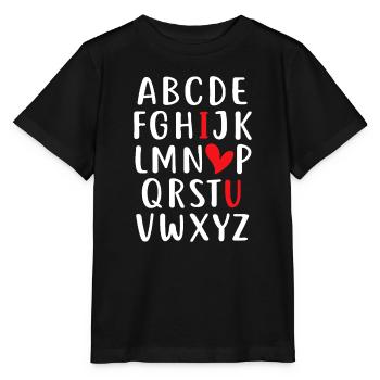 ABC Kreide Alphabet Ich liebe dich Englisch Lehrer Vale - Stanley/Stella Kinder T-Shirt MINI CREATOR  - Schwarz - Vorne - Mikhail (115cm)