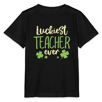 L’enseignant le plus chanceux de tous les temps Enseignement aux hommes de la Saint-Patrick - T-shirt bio MINI CREATOR Stanley/Stella Enfant - noir - Devant - Mikhail (115cm)