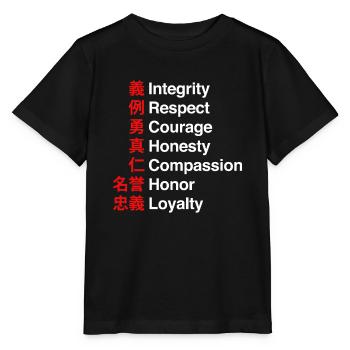 Bushido Code - Le code de la voie des samouraïs - T-shirt bio MINI CREATOR Stanley/Stella Enfant - noir - Devant - Mikhail (115cm)