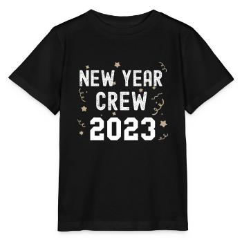 New Year Crew 2023 Funny Matching Party Pajama - Stanley/Stella MINI CREATOR Kids’ T-Shirt - black - Front - Mikhail (115cm)