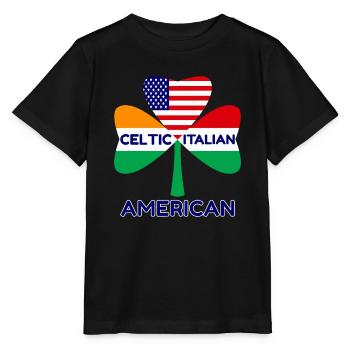 Drapeau irlando-italien américain et trèfle celtique Pr - T-shirt bio MINI CREATOR Stanley/Stella Enfant - noir - Devant - Mikhail (115cm)