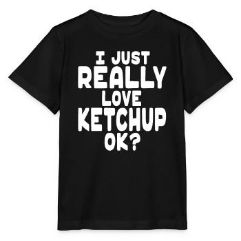 J’aime vraiment le ketchup OK - Mignon amateur de ketchup - T-shirt bio MINI CREATOR Stanley/Stella Enfant - noir - Devant - Mikhail (115cm)