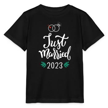 Ich habe gerade 2023 für Hochzeit und Flitterwochen neu geheiratet - Stanley/Stella Kinder T-Shirt MINI CREATOR  - Schwarz - Vorne - Mikhail (115cm)