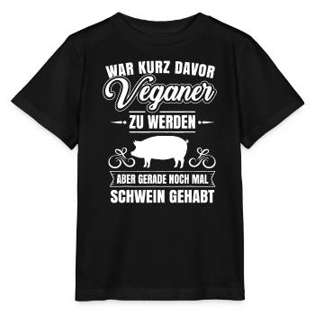 Anti Vegan Lustiger Spruch Schwein Gehabt Fleischfresser - Stanley/Stella Kinder T-Shirt MINI CREATOR  - Schwarz - Vorne - Mikhail (115cm)