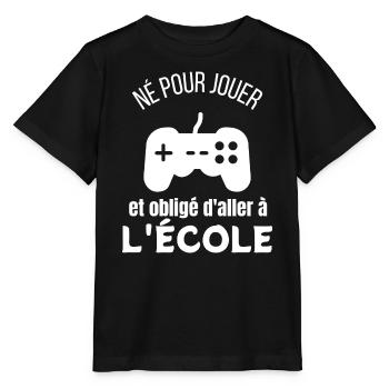 Né pour jouer et obligé d'aller à l'école - T-shirt bio MINI CREATOR Stanley/Stella Enfant - noir - Devant - Mikhail (115cm)