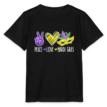 Peace Love Mardi Gras Nouvelle-Orléans Louisiane - T-shirt bio MINI CREATOR Stanley/Stella Enfant - noir - Devant - Mikhail (115cm)