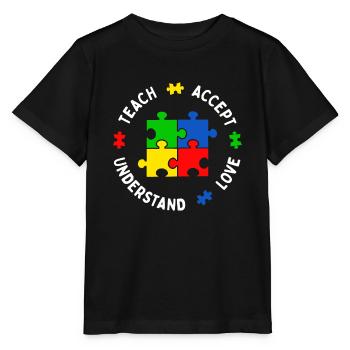 Autismus-Bewusstsein, Lehrer, Lehren, Akzeptieren, Verstehen - Stanley/Stella Kinder T-Shirt MINI CREATOR  - Schwarz - Vorne - Mikhail (115cm)