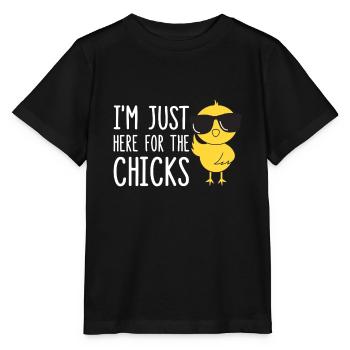 Je suis juste là pour les poussins - T-shirt bio MINI CREATOR Stanley/Stella Enfant - noir - Devant - Mikhail (115cm)