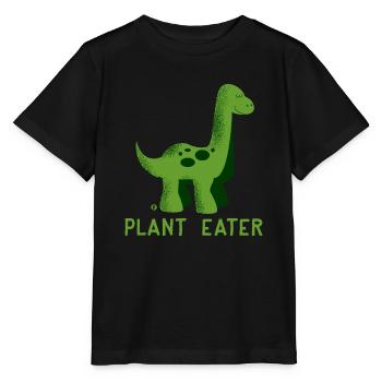 Cute Dinosaur Plant Eater - Vegetarian - Stanley/Stella MINI CREATOR Kids’ T-Shirt - black - Front - Mikhail (115cm)