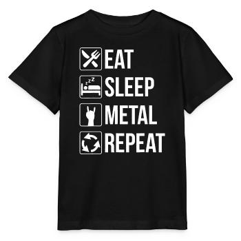 Eat Sleep Metall Wiederholung - Stanley/Stella Kinder T-Shirt MINI CREATOR  - Schwarz - Vorne - Mikhail (115cm)