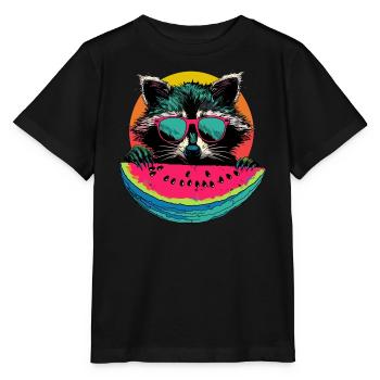 Mignon raton laveur raton laveur nature bébé raton laveur forêt - T-shirt bio MINI CREATOR Stanley/Stella Enfant - noir - Devant - Mikhail (115cm)