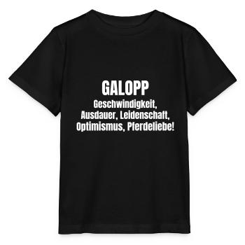 Galopp beim Pferd. - Stanley/Stella Kinder T-Shirt MINI CREATOR  - Schwarz - Vorne - Mikhail (115cm)