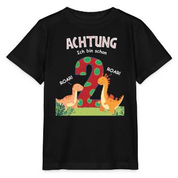 Bunte Dinosaurier ich bin schon 2 - Stanley/Stella Kinder T-Shirt MINI CREATOR  - Schwarz - Vorne - Mikhail (115cm)