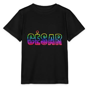 César RS Arc-en-ciel - T-shirt bio MINI CREATOR Stanley/Stella Enfant - noir - Devant - Mikhail (115cm)
