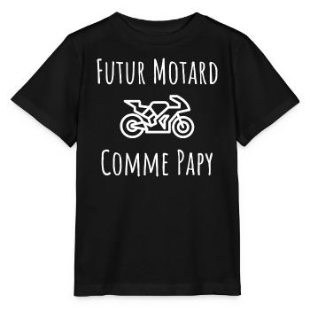 futur motard comme papy cadeau naissance - T-shirt bio MINI CREATOR Stanley/Stella Enfant - noir - Devant - Mikhail (115cm)