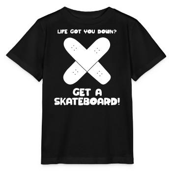 La vie vous a déprimé ? Procurez-vous une planche à roulettes ! (Crédit : WoB) - T-shirt bio MINI CREATOR Stanley/Stella Enfant - noir - Devant - Mikhail (115cm)