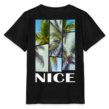 Nice Nice France Été Palmiers Plage Mer - T-shirt bio MINI CREATOR Stanley/Stella Enfant - noir - Devant - Mikhail (115cm)