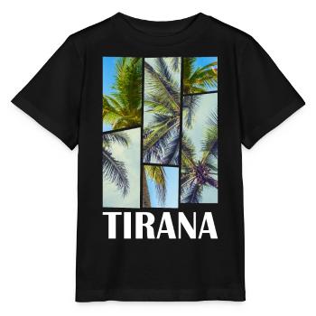 Tirana Tirane Albania Summer Palm Trees Beach Sea - Stanley/Stella MINI CREATOR Kids’ T-Shirt - black - Front - Mikhail (115cm)