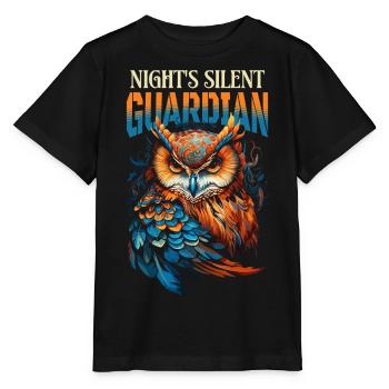 Eule Uhu Vogel Nachtvogel Tier Nacht Mond Natur - Stanley/Stella Kinder T-Shirt MINI CREATOR  - Schwarz - Vorne - Mikhail (115cm)