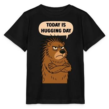 Porcupine: Today is Hug Day - Stanley/Stella MINI CREATOR Kids’ T-Shirt - black - Front - Mikhail (115cm)