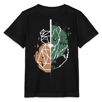 Renard vs origami dessin blanc - T-shirt bio MINI CREATOR Stanley/Stella Enfant - noir - Devant - Mikhail (115cm)