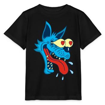 Loup bleu amoureux - T-shirt bio MINI CREATOR Stanley/Stella Enfant - noir - Devant - Mikhail (115cm)