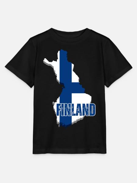 Suomen ylpeys, Suomen lippu - Stanley/Stella MINI CREATOR lasten t-paita - musta