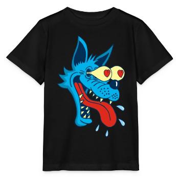 Loup de dessin animé amoureux - T-shirt bio MINI CREATOR Stanley/Stella Enfant - noir - Devant - Mikhail (115cm)