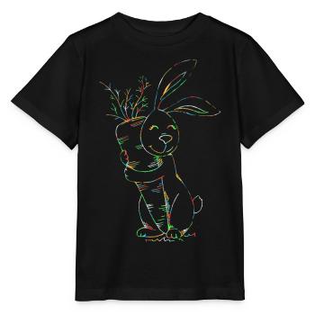 Bunter Neonhase mit Karotten - Stanley/Stella Kinder T-Shirt MINI CREATOR  - Schwarz - Vorne - Mikhail (115cm)