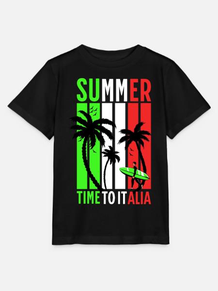 Sommer-T-skjorte unisex surfer stranddesign Italia - Stanley/Stella MINI CREATOR T-skjorte for barn - svart