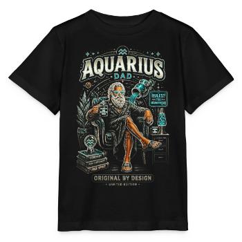 Père Aquarius Geek Cosmos - Zodiaque Verseau - T-shirt bio MINI CREATOR Stanley/Stella Enfant - noir - Devant - Mikhail (115cm)