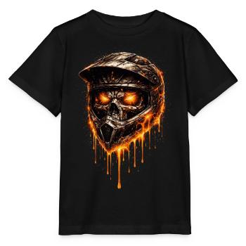 Fire Skeleton Motocross-Helm | Design Badass - Stanley/Stella Kinder T-Shirt MINI CREATOR  - Schwarz - Vorne - Mikhail (115cm)