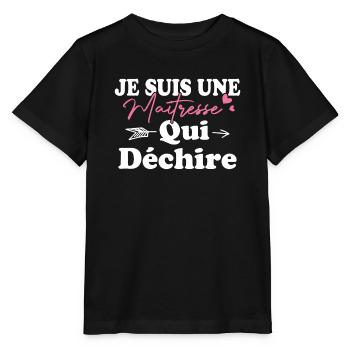Je suis une Maîtresse qui déchiiiire - T-shirt bio MINI CREATOR Stanley/Stella Enfant - noir - Devant - Mikhail (115cm)
