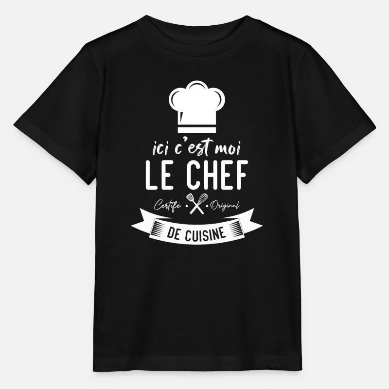 Ici c'est moi le chef certifié original de cuisine - T-shirt bio MINI CREATOR Stanley/Stella Enfant - noir