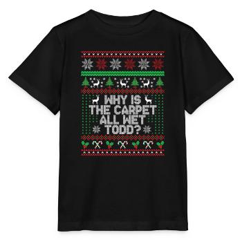 Warum ist der Teppich ganz nass Todd? - Stanley/Stella Kinder T-Shirt MINI CREATOR  - Schwarz - Vorne - Mikhail (115cm)