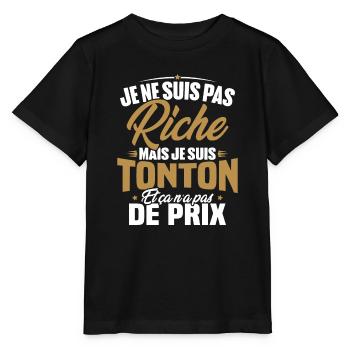Je ne suis pas riche mais je suis tonton - T-shirt bio MINI CREATOR Stanley/Stella Enfant - noir - Devant - Mikhail (115cm)
