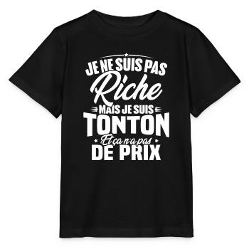 Je ne suis pas riche mais je suis tonton - T-shirt bio MINI CREATOR Stanley/Stella Enfant - noir - Devant - Mikhail (115cm)
