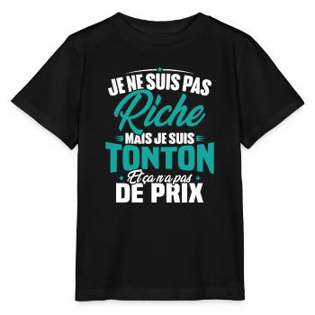 Je ne suis pas riche mais je suis tonton - T-shirt bio MINI CREATOR Stanley/Stella Enfant - noir - Devant - Mikhail (115cm)