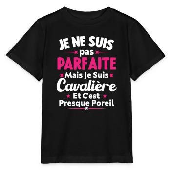 Pas parfaite mais je suis cavalière - T-shirt bio MINI CREATOR Stanley/Stella Enfant - noir - Devant - Mikhail (115cm)