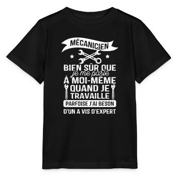 Mécanicien, bien sûr que je me parle à moi-même - T-shirt bio MINI CREATOR Stanley/Stella Enfant - noir - Devant - Mikhail (115cm)