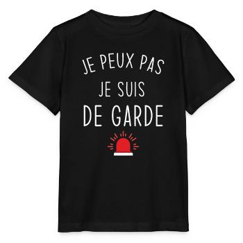 Je peux pas je suis de garde - T-shirt bio MINI CREATOR Stanley/Stella Enfant - noir - Devant - Mikhail (115cm)