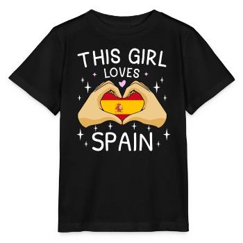 Spain Flag Heart Spanish Flag Love - Stanley/Stella MINI CREATOR Kids’ T-Shirt - black - Front - Mikhail (115cm)