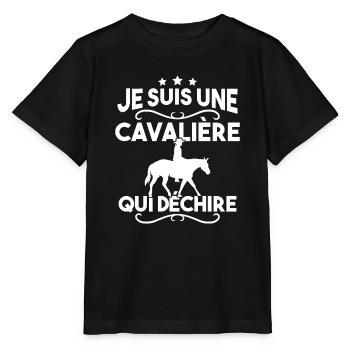 Je suis une cavalière qui déchire - T-shirt bio MINI CREATOR Stanley/Stella Enfant - noir - Devant - Mikhail (115cm)
