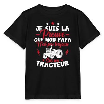 Preuve que mon papa tracteur, Papa agriculteur - T-shirt bio MINI CREATOR Stanley/Stella Enfant - noir - Devant - Mikhail (115cm)