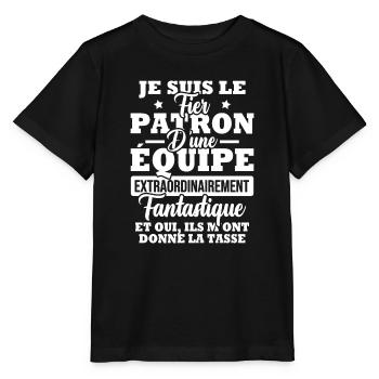 Je suis le fier patron d'une équipe - T-shirt bio MINI CREATOR Stanley/Stella Enfant - noir - Devant - Mikhail (115cm)
