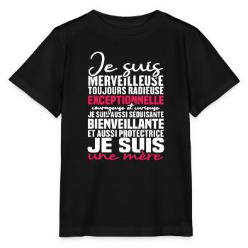 Je suis merveilleuse, je suis une mère - T-shirt bio MINI CREATOR Stanley/Stella Enfant - noir - Devant - Mikhail (115cm)