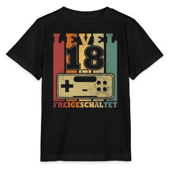 Level 18 Freigeschaltet - Stanley/Stella Kinder T-Shirt MINI CREATOR  - Schwarz - Vorne - Mikhail (115cm)