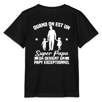Un super papa - T-shirt bio MINI CREATOR Stanley/Stella Enfant - noir - Devant - Mikhail (115cm)